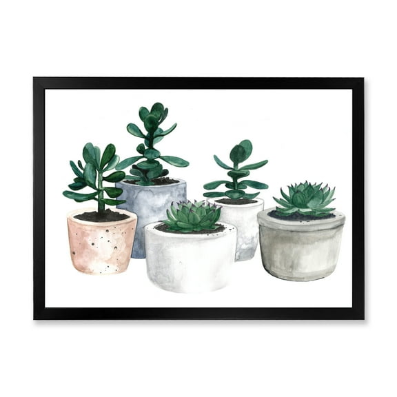 Designart 'Succulent and Cactus House Plants VI' Farmhouse Framed Art Print