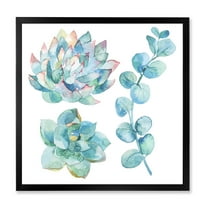 Designart 'Succulents and Eucalyptus Leaves' Traditional Framed Art Print