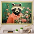 thumbnail image 1 of Designart "Suited Raccoon Amidst Flowers Black and Green" Animals Framed Wall Art Decor - Modern Farmhouse Green Raccoon Entryway Framed Wall Art Print, 1 of 6