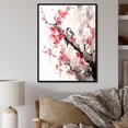 thumbnail image 1 of Designart "Sumi Bird Asian Painting VIII" Asian Floater Framed Wall Art Living Room, 1 of 7