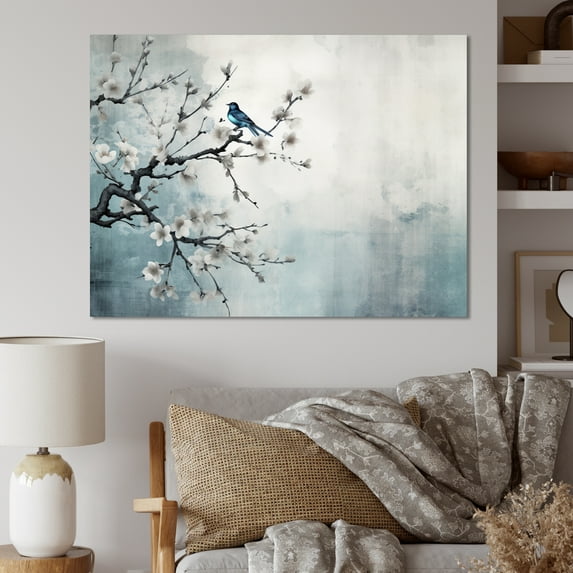 Designart "Sumi Bird Asian Painting XII" Asian Canvas Art Print