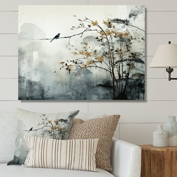 Designart "Sumi Bird Asian Painting XVII" Asian Wall Art Print