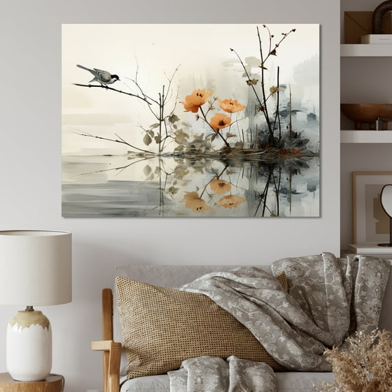 Designart "Sumi Bird Asian Painting XVIII" Asian Wall Art Print