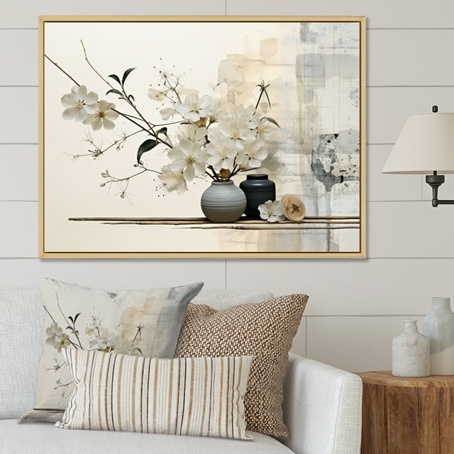Designart "Sumie Zen Asian Painting II" Asian Art Floater Framed Canvas Print