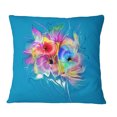 thumbnail image 1 of Designart Summer Colorful Flowers on Blue - Floral Throw Pillow - 18x18, 1 of 1