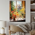 thumbnail image 1 of Designart "Summer Flowers from Farmhouse Windows III" Floral Canvas Wall Art - Traditional Yellow Window Hallway Wall Art Decor, 1 of 6