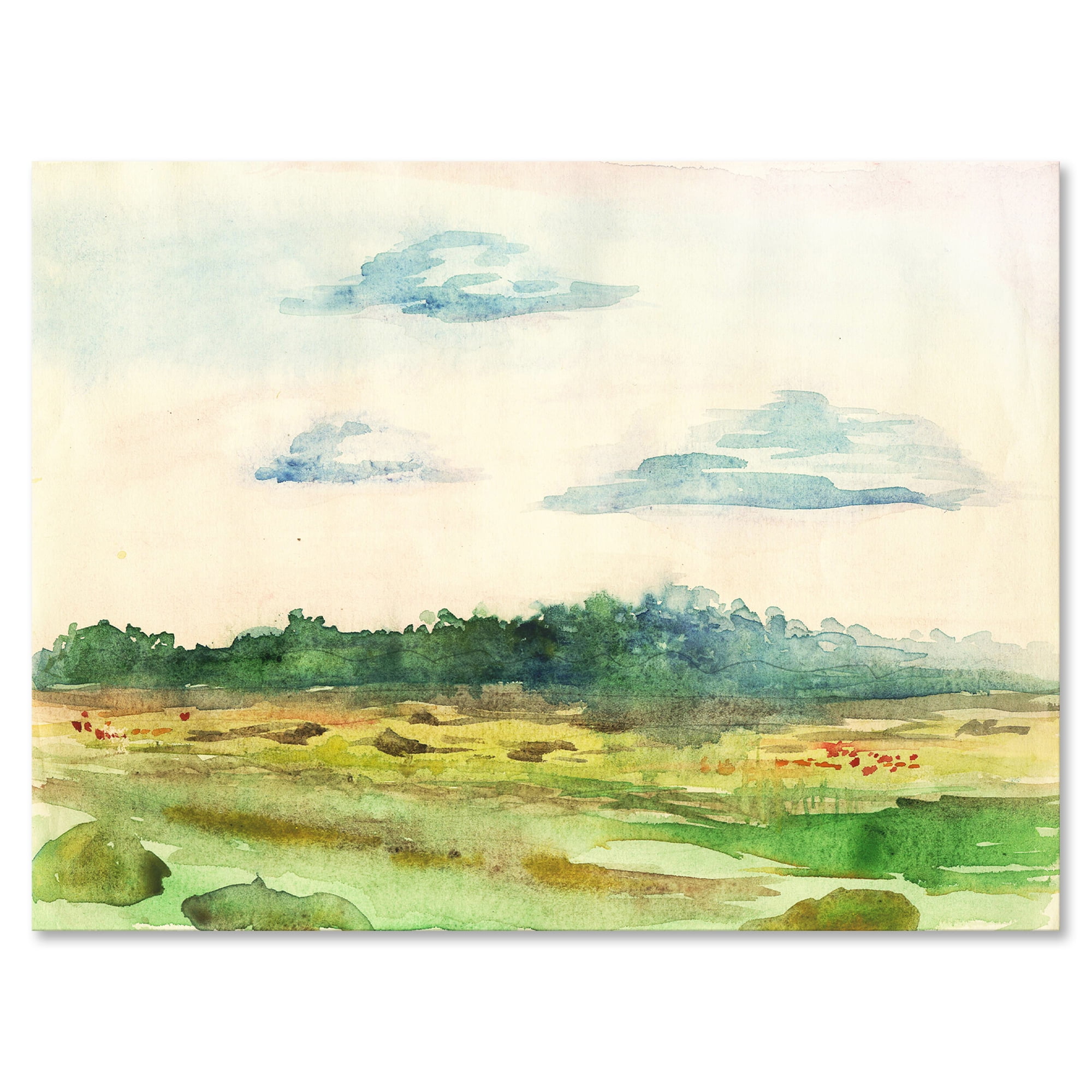 Designart ' Summer Landscape Of Green Blossoming ' Traditional Canvas Wall Art Print