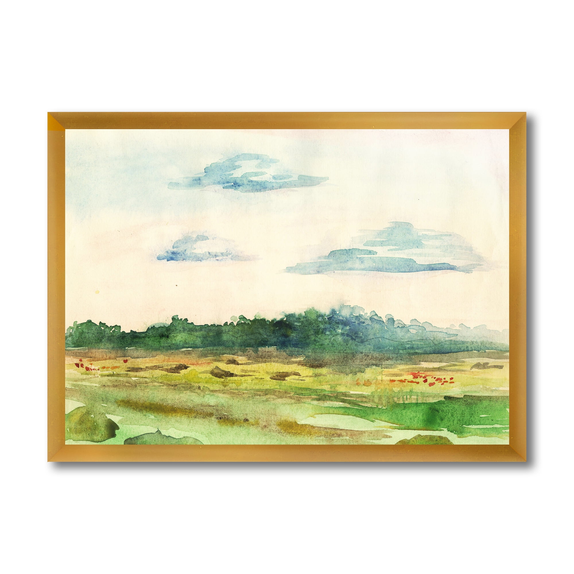 Designart 'Summer Landscape Of Green Blossoming ' Traditional Framed Art Print