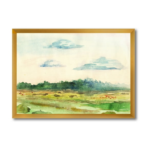 Designart 'Summer Landscape Of Green Blossoming ' Traditional Framed Art Print