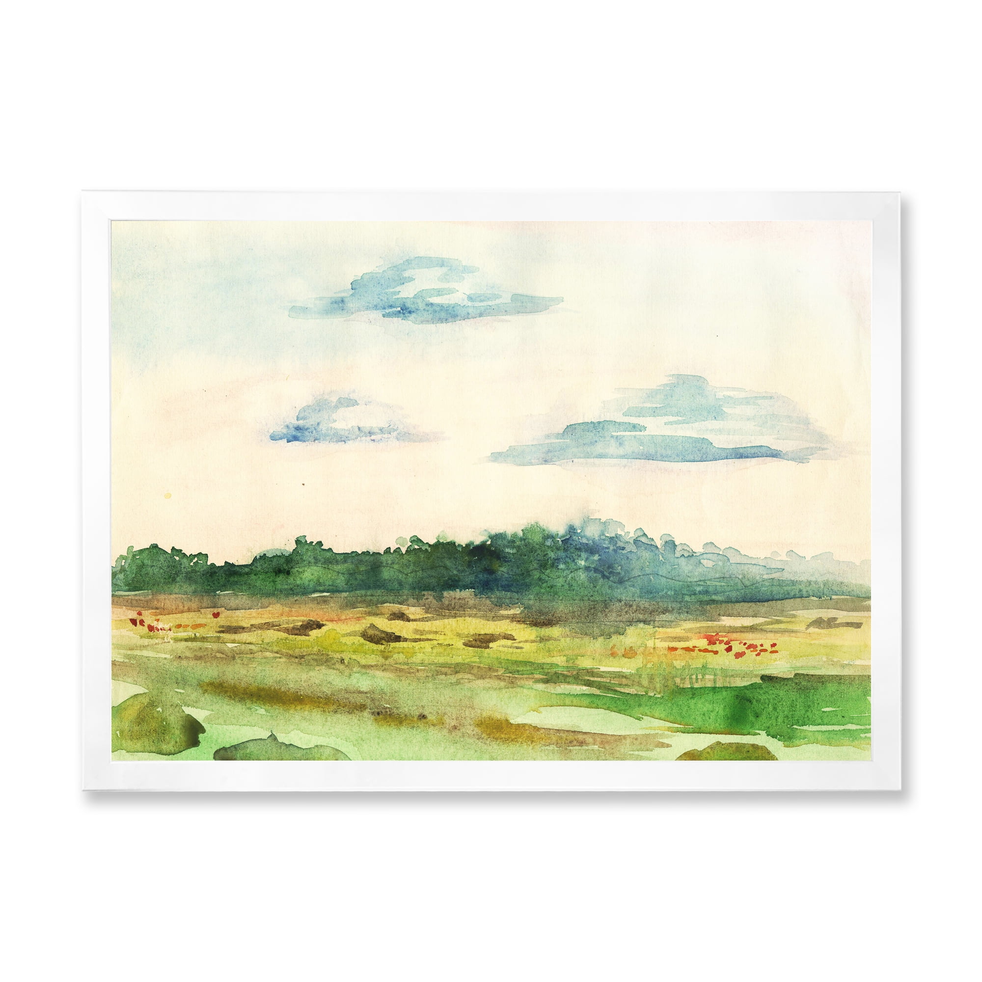 Designart 'Summer Landscape Of Green Blossoming ' Traditional Framed Art Print