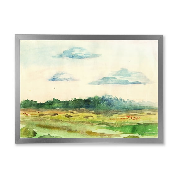 Designart 'Summer Landscape Of Green Blossoming ' Traditional Framed Art Print