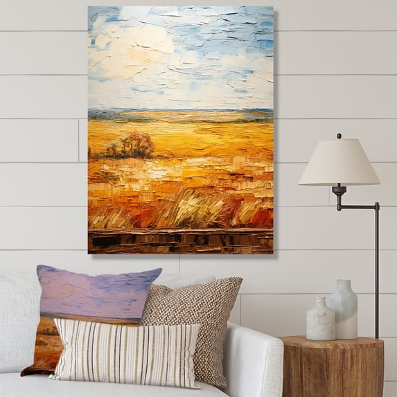 Designart "Summer Meadow View from Farmhouse Windows" Farm Canvas Wall Art - Country Yellow Farm Windows Bedroom Canvas Wall Art