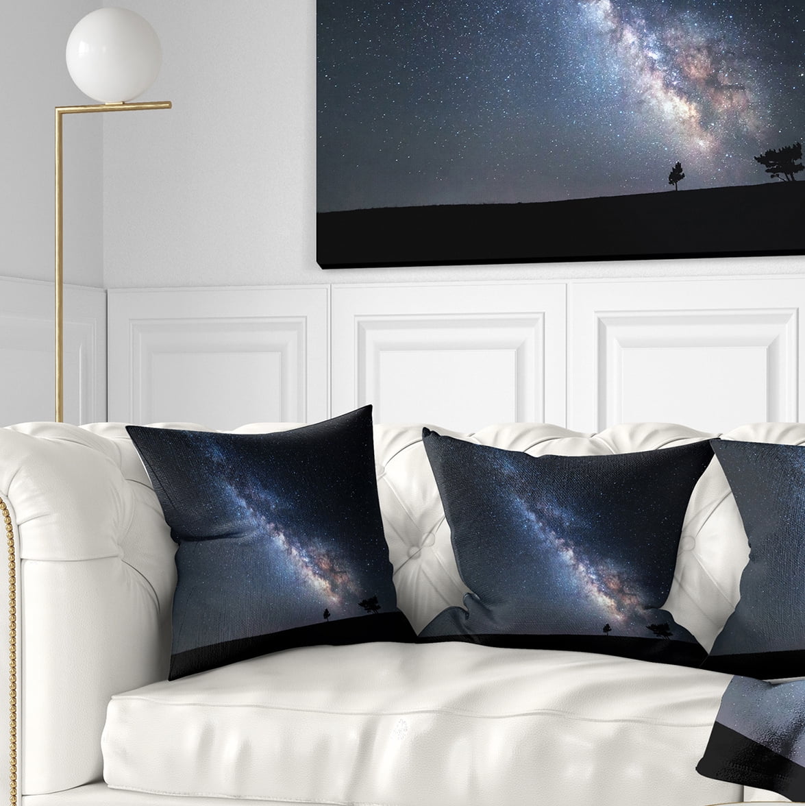 Designart Summer Night with Stars in Crimea - Landscape Photography Throw Pillow - 16x16