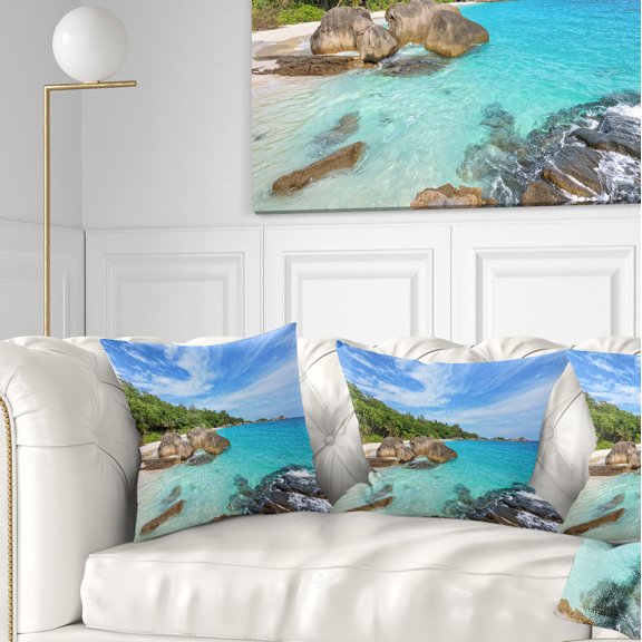 Designart Summer Sea in Thailand - Landscape Photography Throw Pillow - 16x16