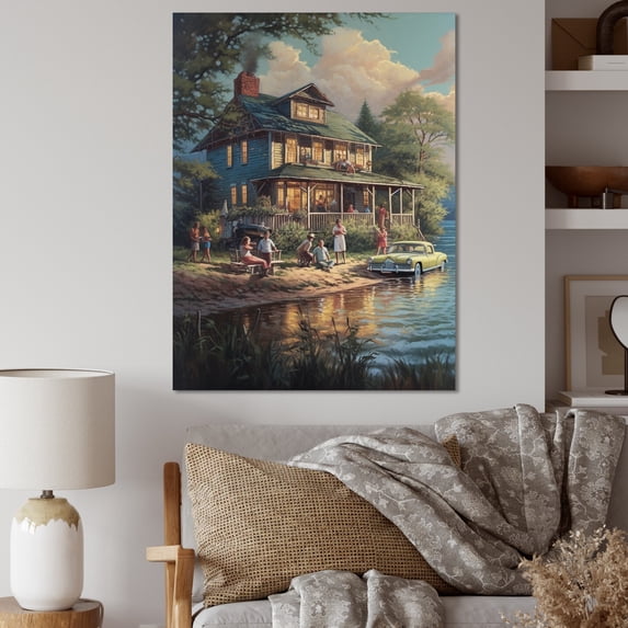Designart "Summer Vaccation At The Cottage I" Cottage Landscape Canvas Print
