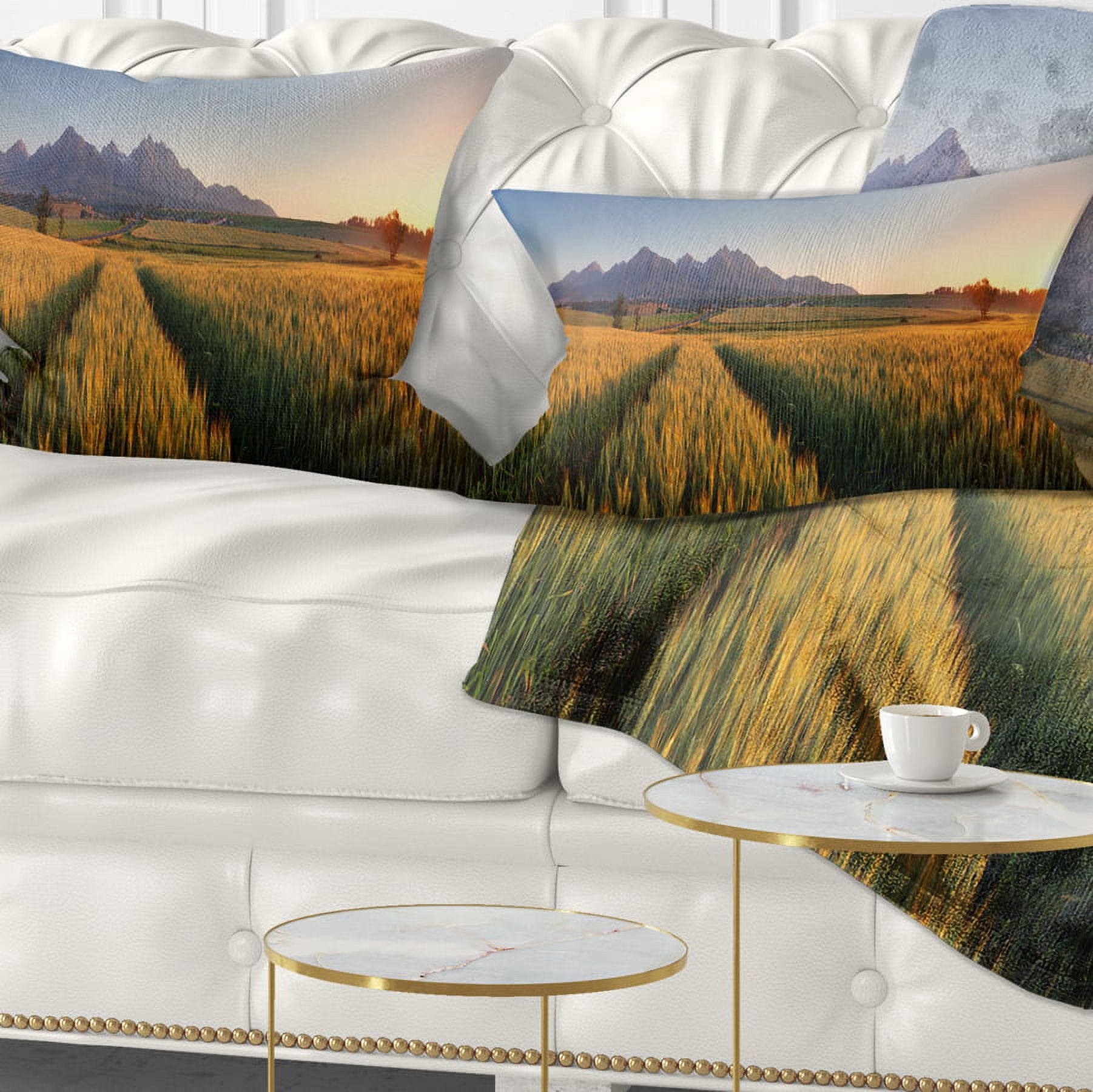 Designart Summer Wheat Fields Slovakia - Landscape Printed Throw Pillow - 12x20