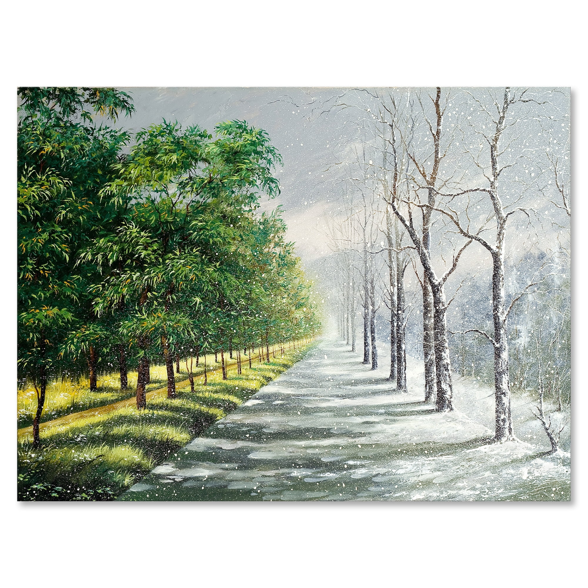 Designart ' Summer and Winter United ' Country Canvas Wall Art Print