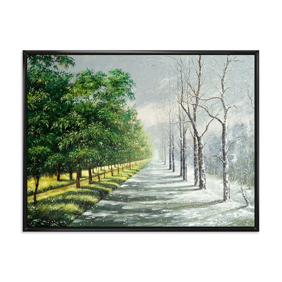 Designart 'Summer and Winter United' Country Framed Canvas Wall Art Print