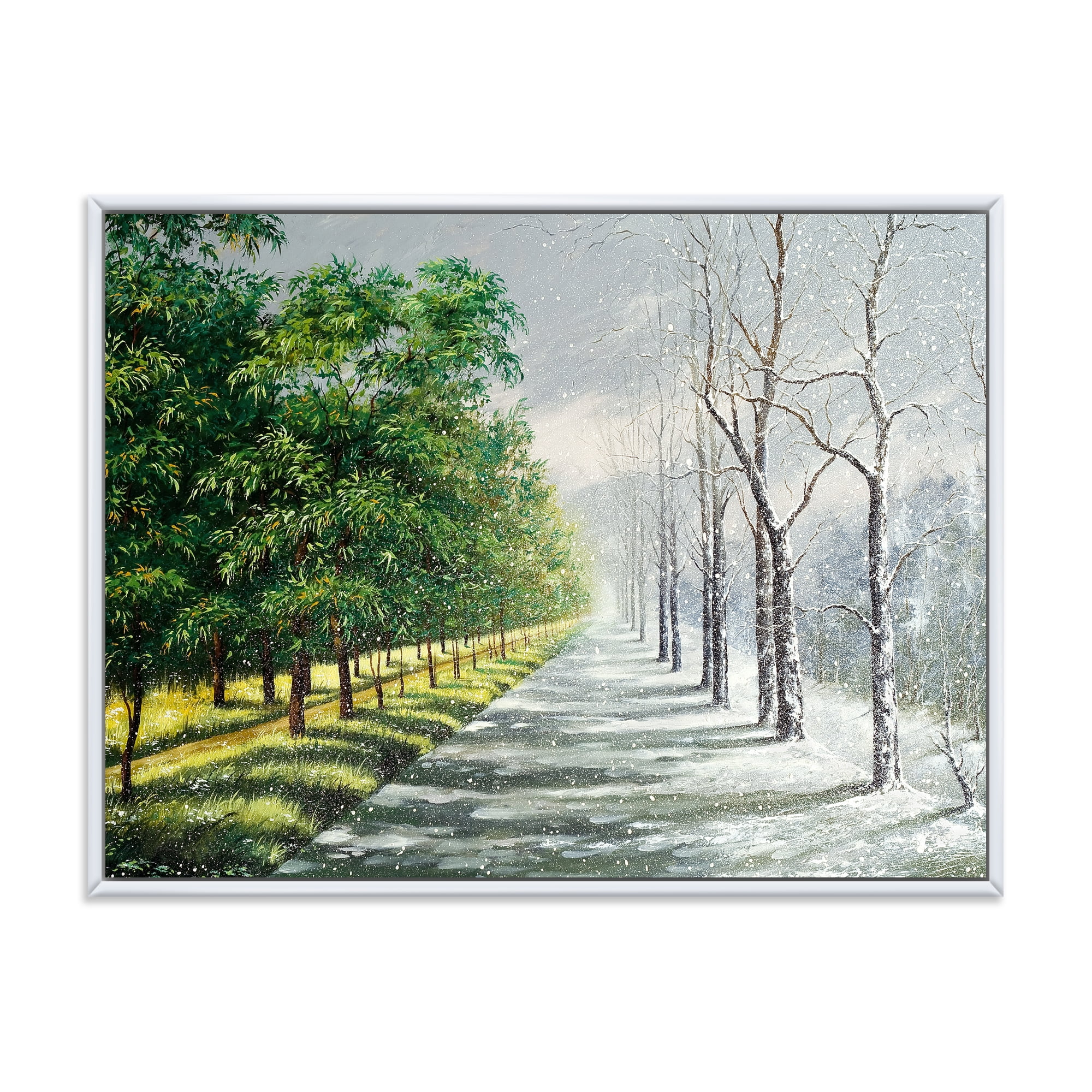 Designart 'Summer and Winter United' Country Framed Canvas Wall Art Print