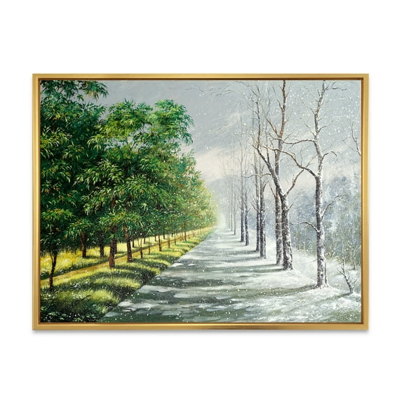 Designart 'Summer and Winter United' Country Framed Canvas Wall Art Print