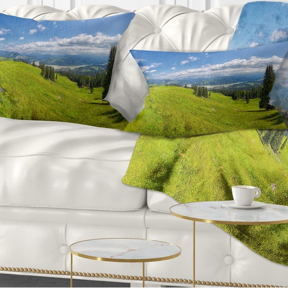 Designart Summer in Ceahlau Mountains - Landscape Printed Throw Pillow - 12x20