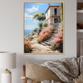 thumbnail image 1 of Designart "Summit Cottage in the French Alps III" Landscapes Framed Wall Art - Coastal Pink Landscape Cottage Hallway Framed Wall Art Decor, 1 of 6