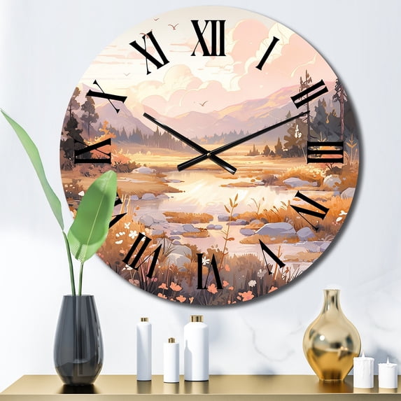 Designart "Summit Serenity High Altitude Peace" Landscapes Oversized Wall Clock