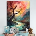 thumbnail image 1 of Designart "Sun Down Peaking Through Tree" Tree Floral Canvas Art Print, 1 of 5