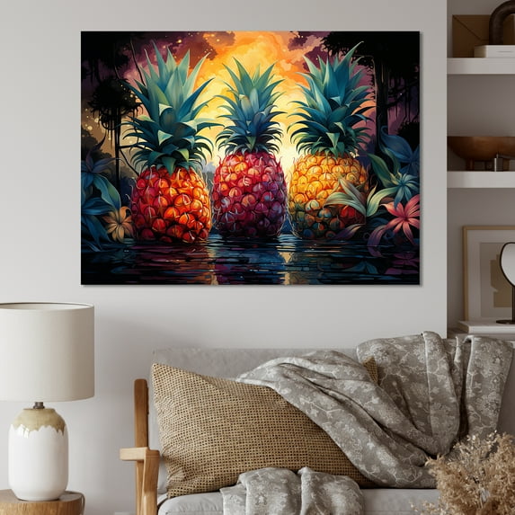 Designart "Sun-Filled Pineapple Tropics In Abundance" Pineapples Canvas Prints