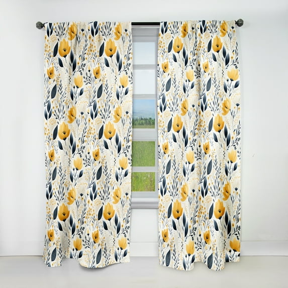 Designart "Sun-Kissed Bohemian Floral Delight" Floral Blackout Curtain Single Panel