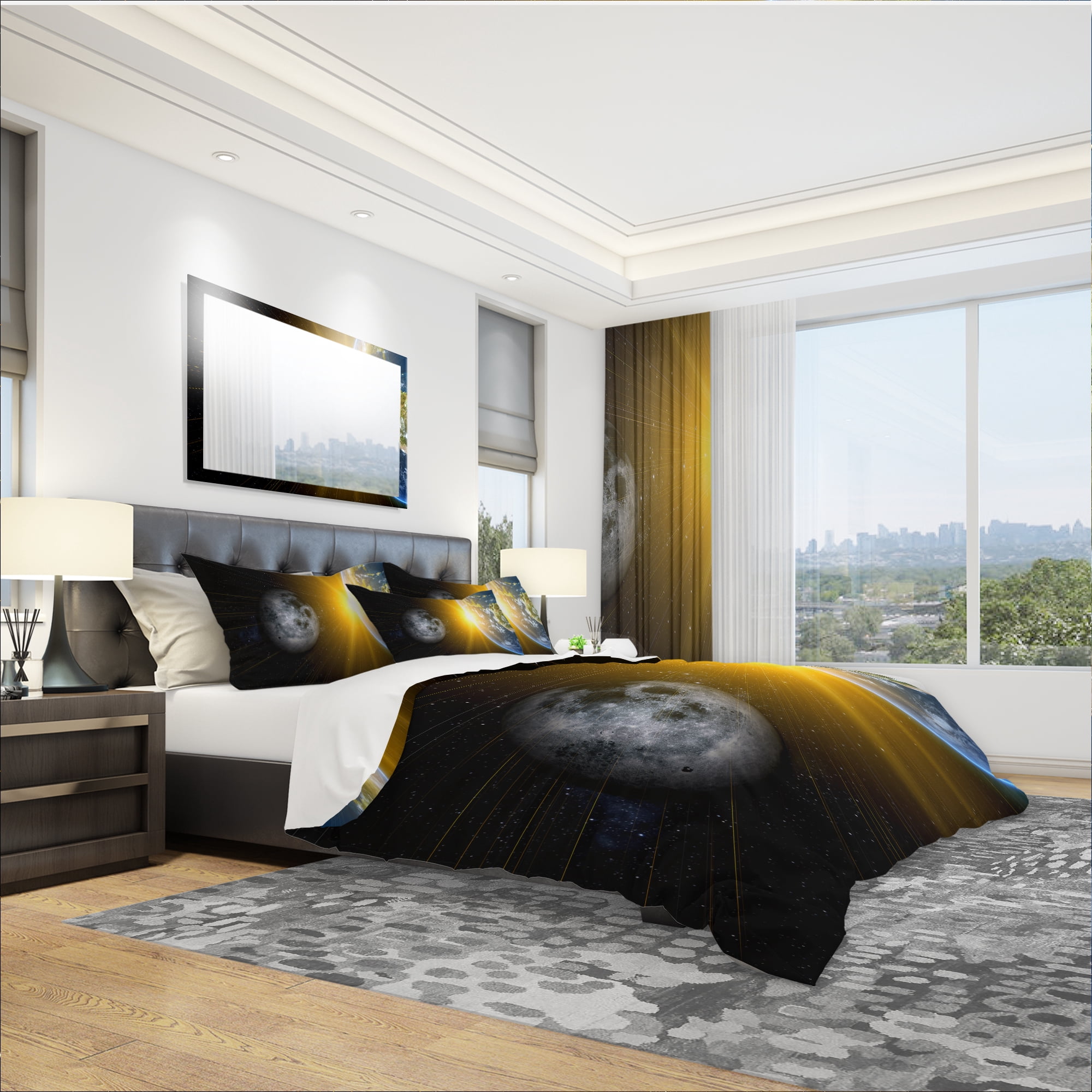 Designart 'Sun Moon and Earth' Modern & Contemporary Duvet Cover Set