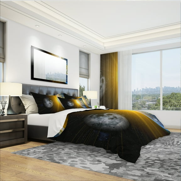 Designart 'Sun Moon and Earth' Modern & Contemporary Duvet Cover Set