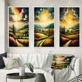 thumbnail image 1 of Designart "Sun Rays Through Clouds III" Landscape Mountains Framed Wall Art Set Of 3 - Yellow Mountains Frame Gallery Set For Office Decor, 1 of 7