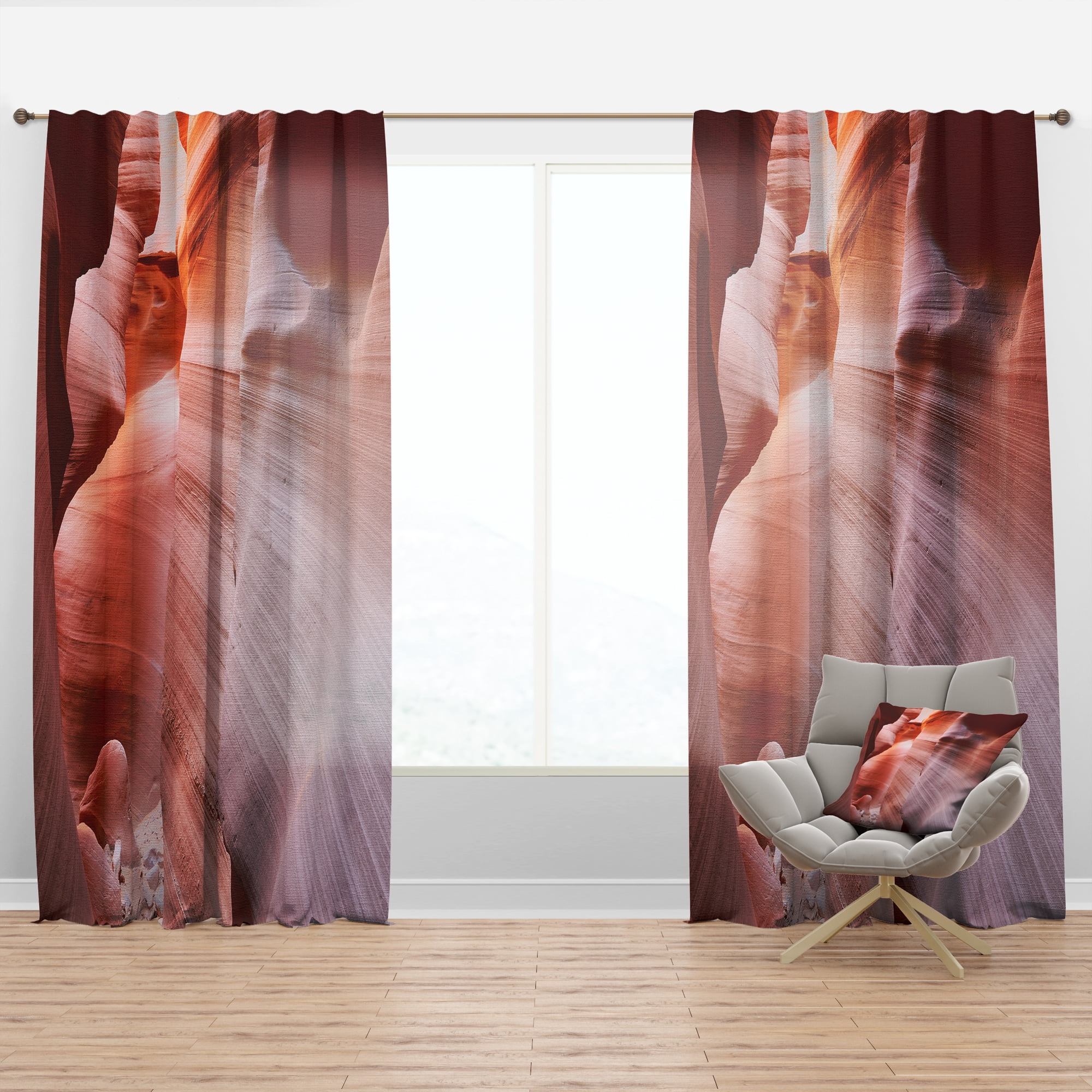 Designart 'Sun Rays in Antelope Canyon' Landscape Curtain Panel