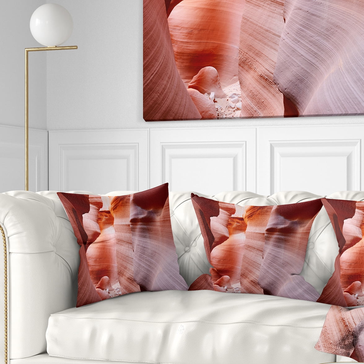 Designart Sun Rays in Antelope Canyon - Landscape Photography Throw Pillow - 18x18