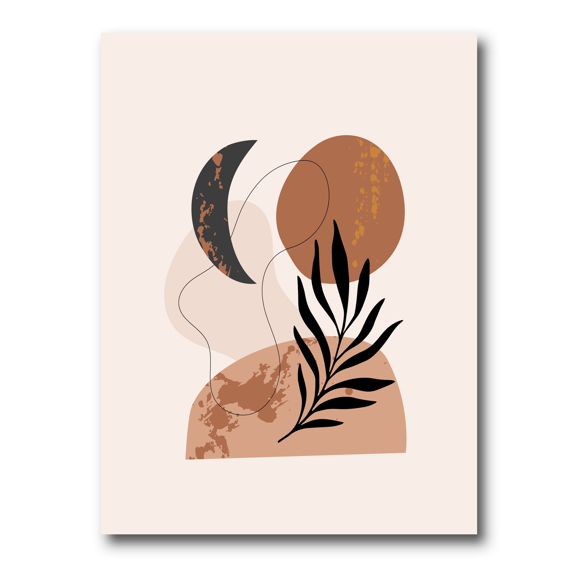 Designart ' Sun and Moon Shapes In Retro Terracotta Tones I ' Modern Canvas Wall Art Print