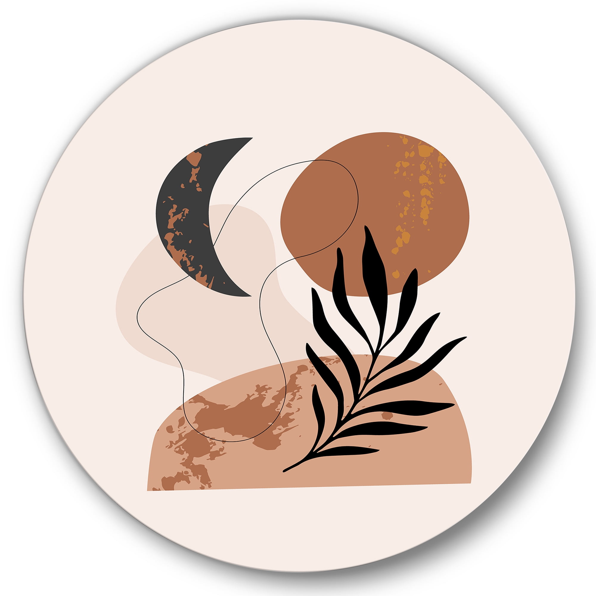 Designart 'Sun and Moon Shapes In Retro Terracotta Tones I' Modern Circle Metal Wall Art 23x23 - Disc of 23