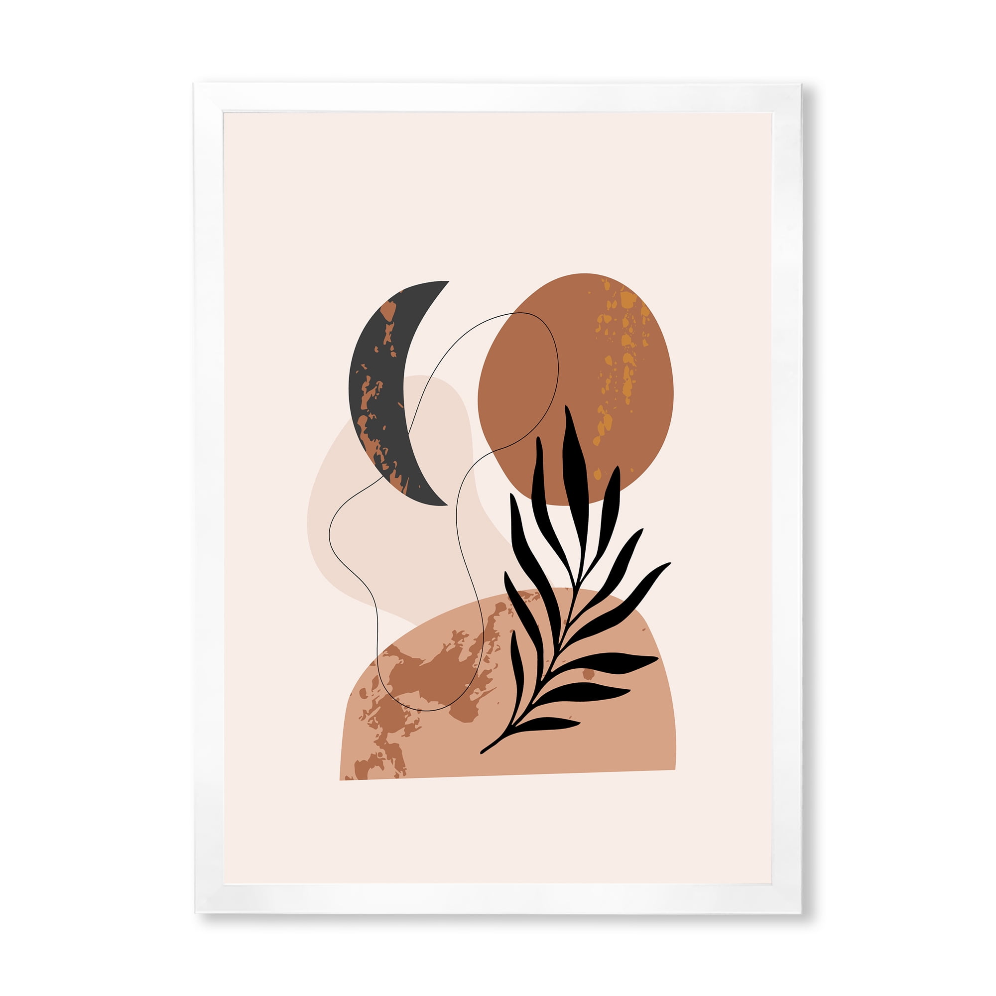 Designart 'Sun and Moon Shapes In Retro Terracotta Tones I' Modern Framed Art Print