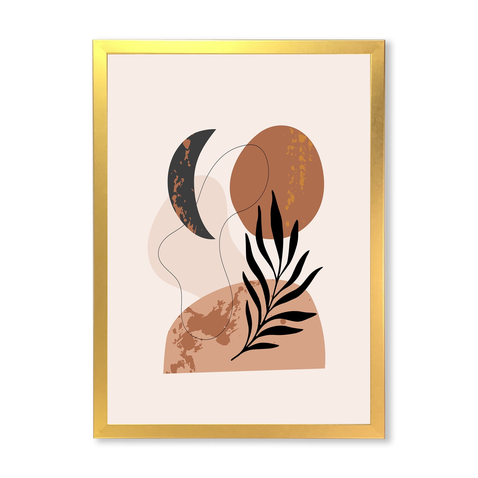 Designart 'Sun and Moon Shapes In Retro Terracotta Tones I' Modern Framed Art Print