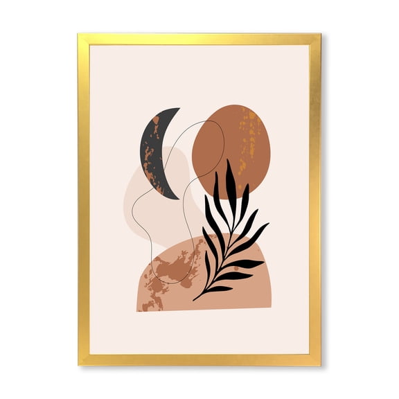 Designart 'Sun and Moon Shapes In Retro Terracotta Tones I' Modern Framed Art Print