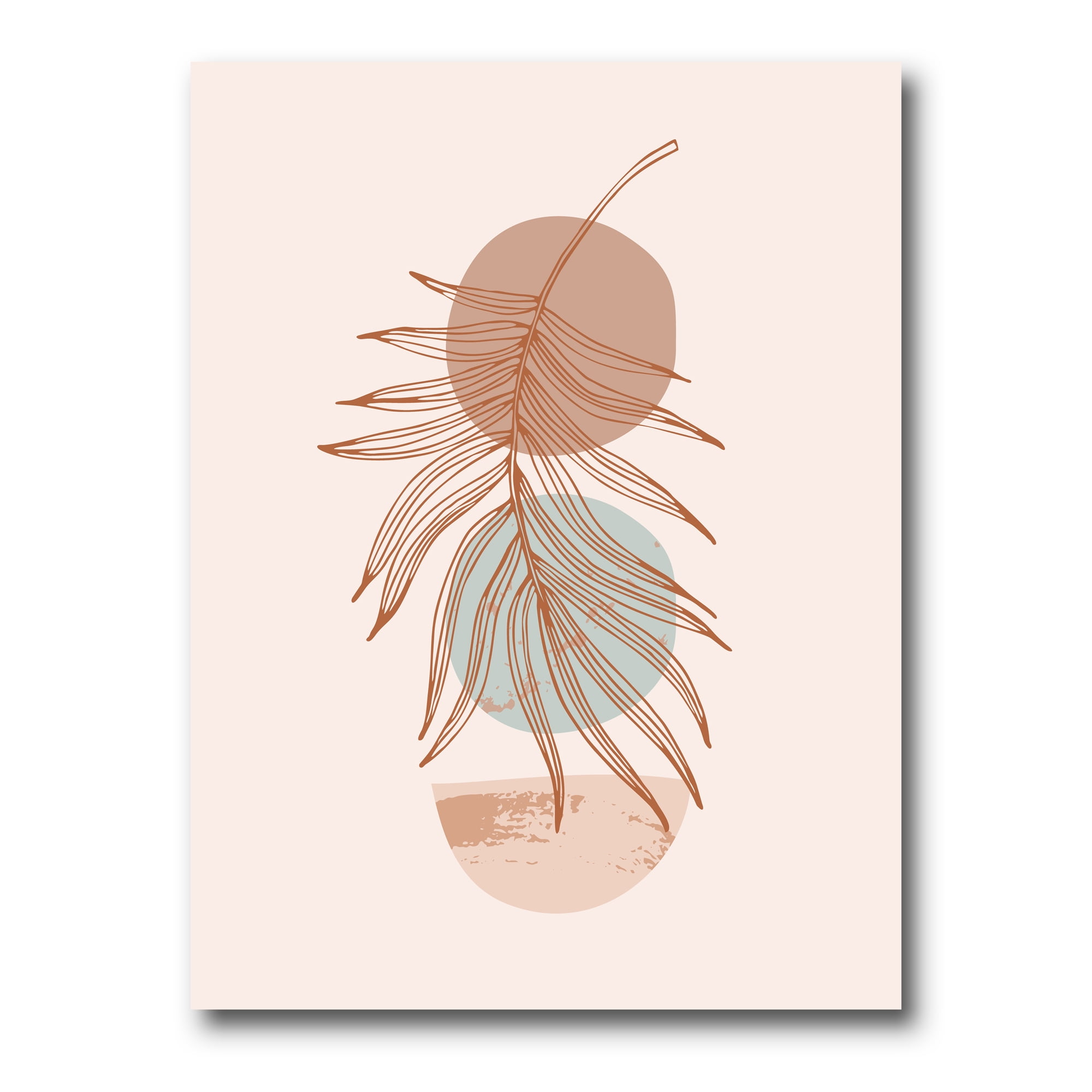 Designart ' Sun and Moon Shapes In Retro Terracotta Tones II ' Modern Canvas Wall Art Print