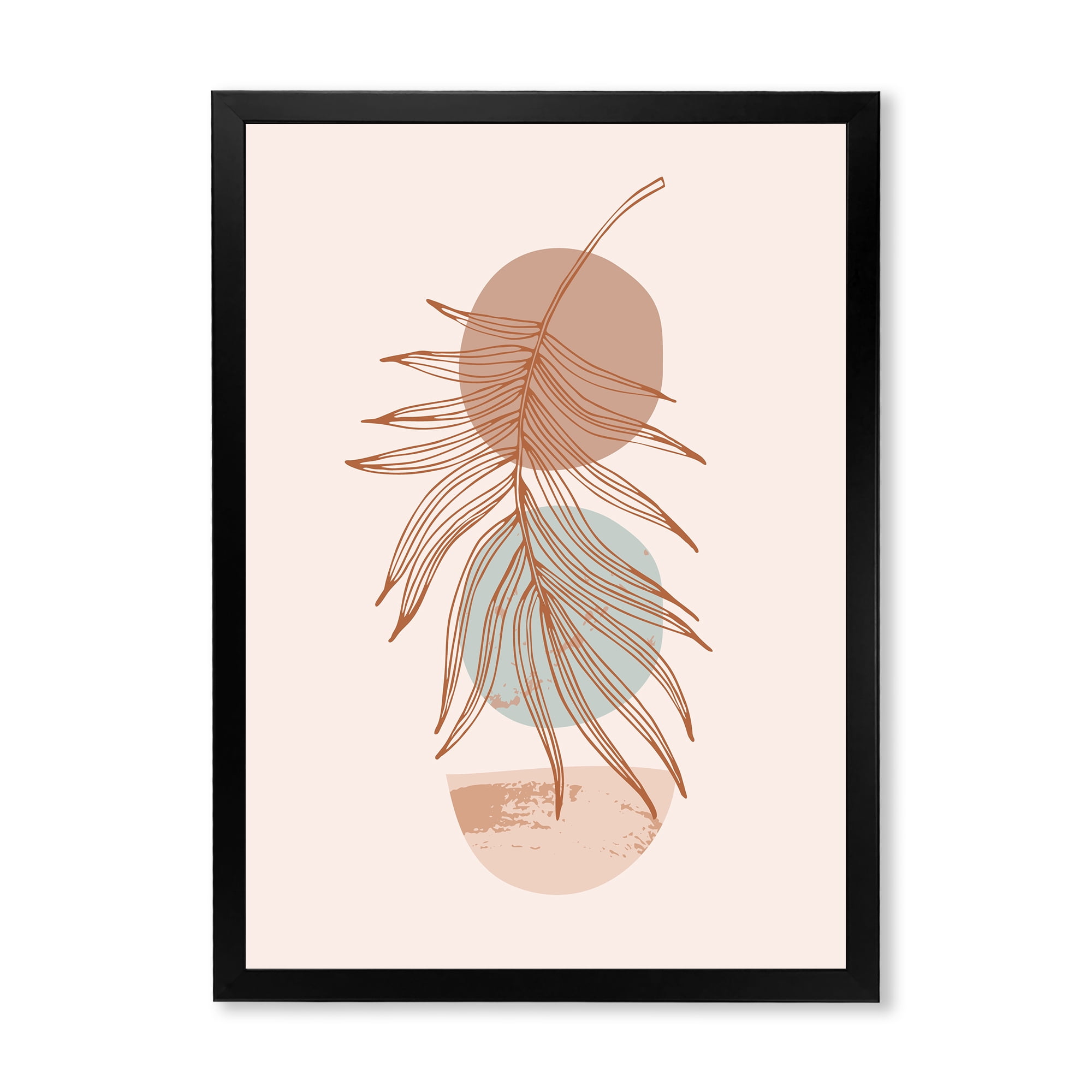 Designart 'Sun and Moon Shapes In Retro Terracotta Tones II' Modern Framed Art Print
