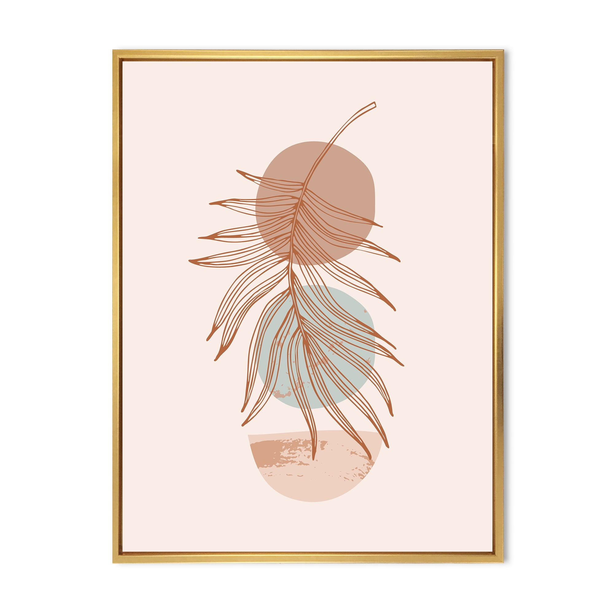 Designart 'Sun and Moon Shapes In Retro Terracotta Tones II' Modern Framed Canvas Wall Art Print