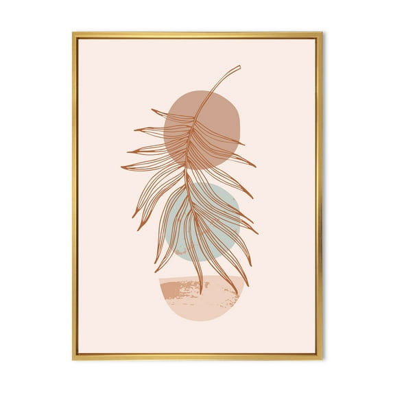 Designart 'Sun and Moon Shapes In Retro Terracotta Tones II' Modern Framed Canvas Wall Art Print