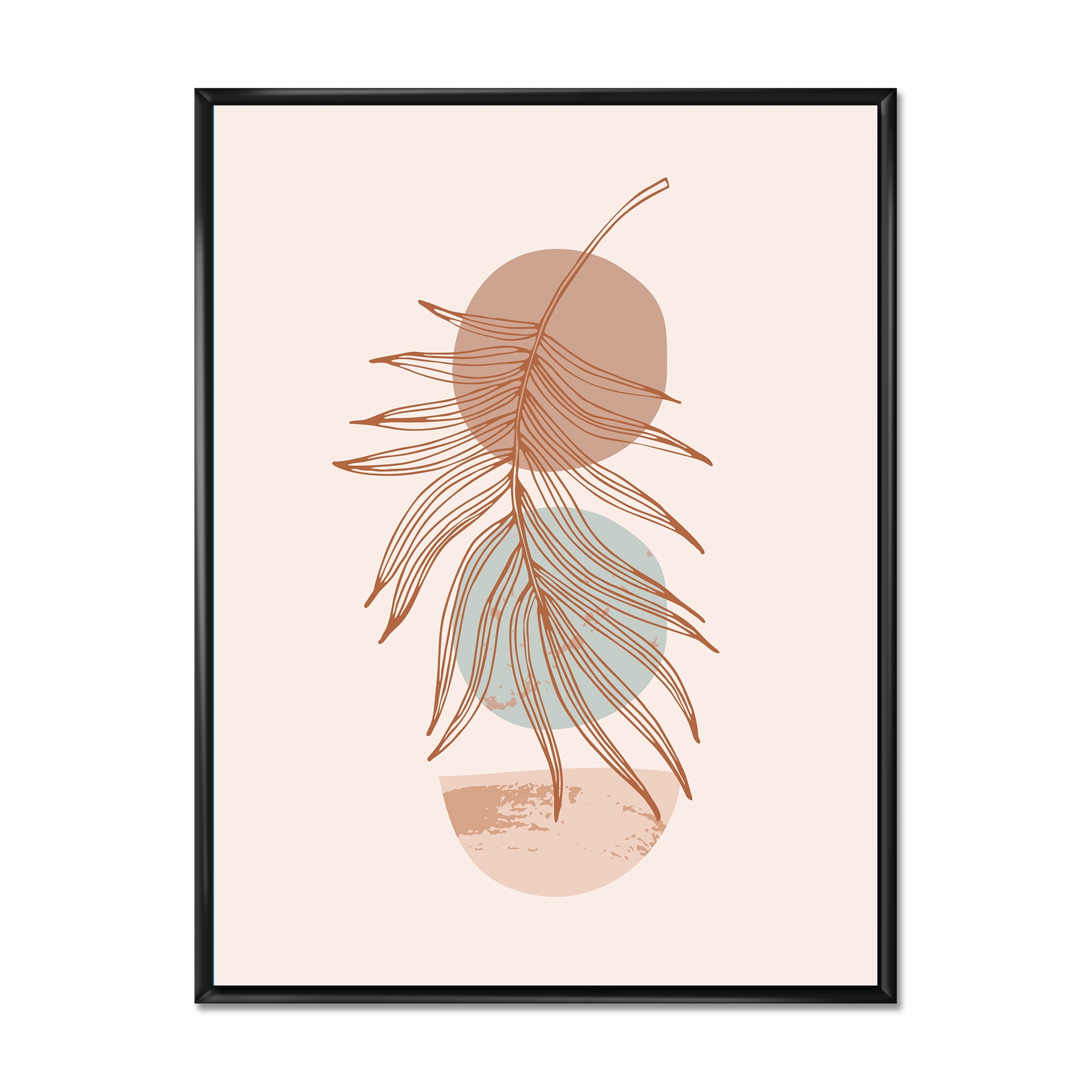 Designart 'Sun and Moon Shapes In Retro Terracotta Tones II' Modern Framed Canvas Wall Art Print