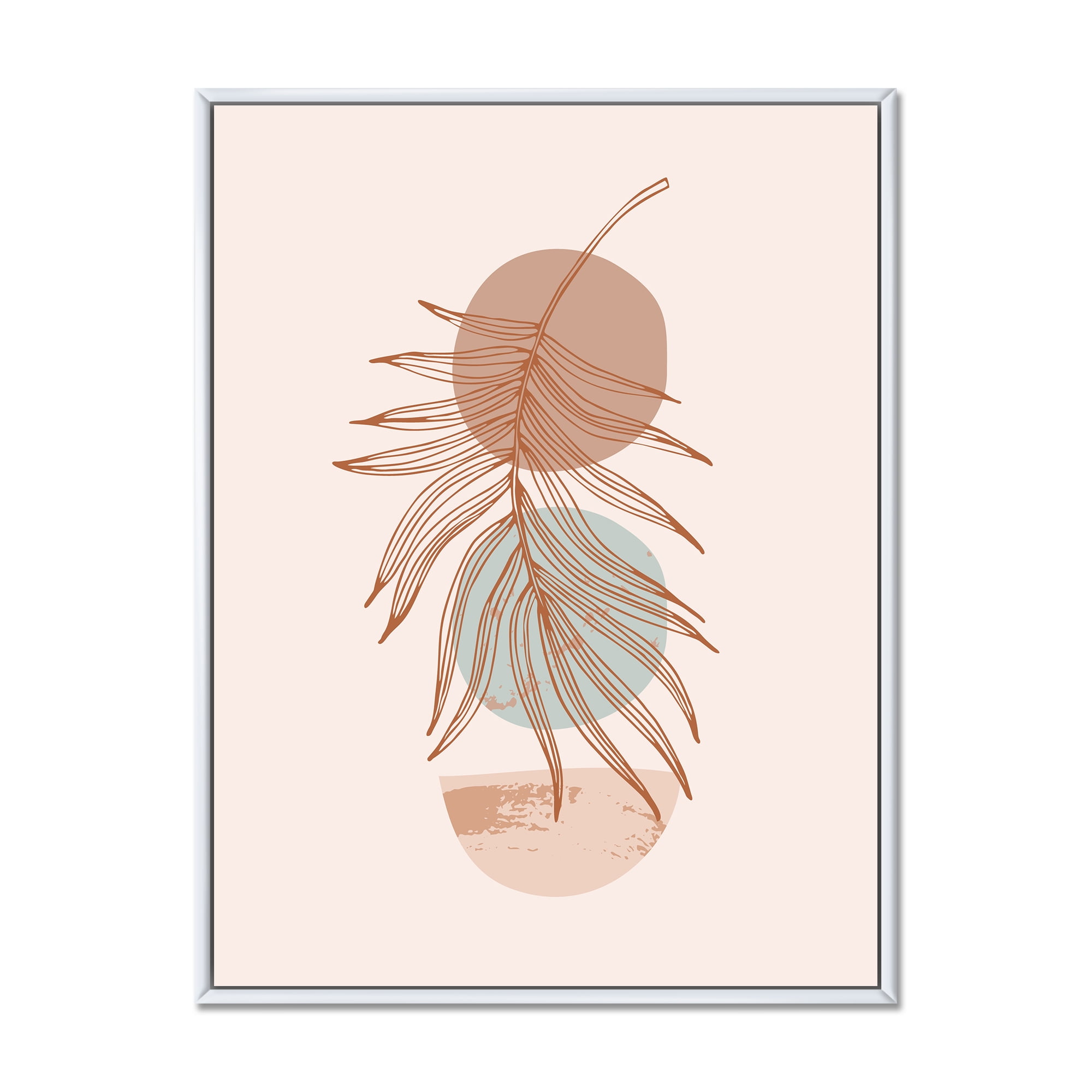 Designart 'Sun and Moon Shapes In Retro Terracotta Tones II' Modern Framed Canvas Wall Art Print