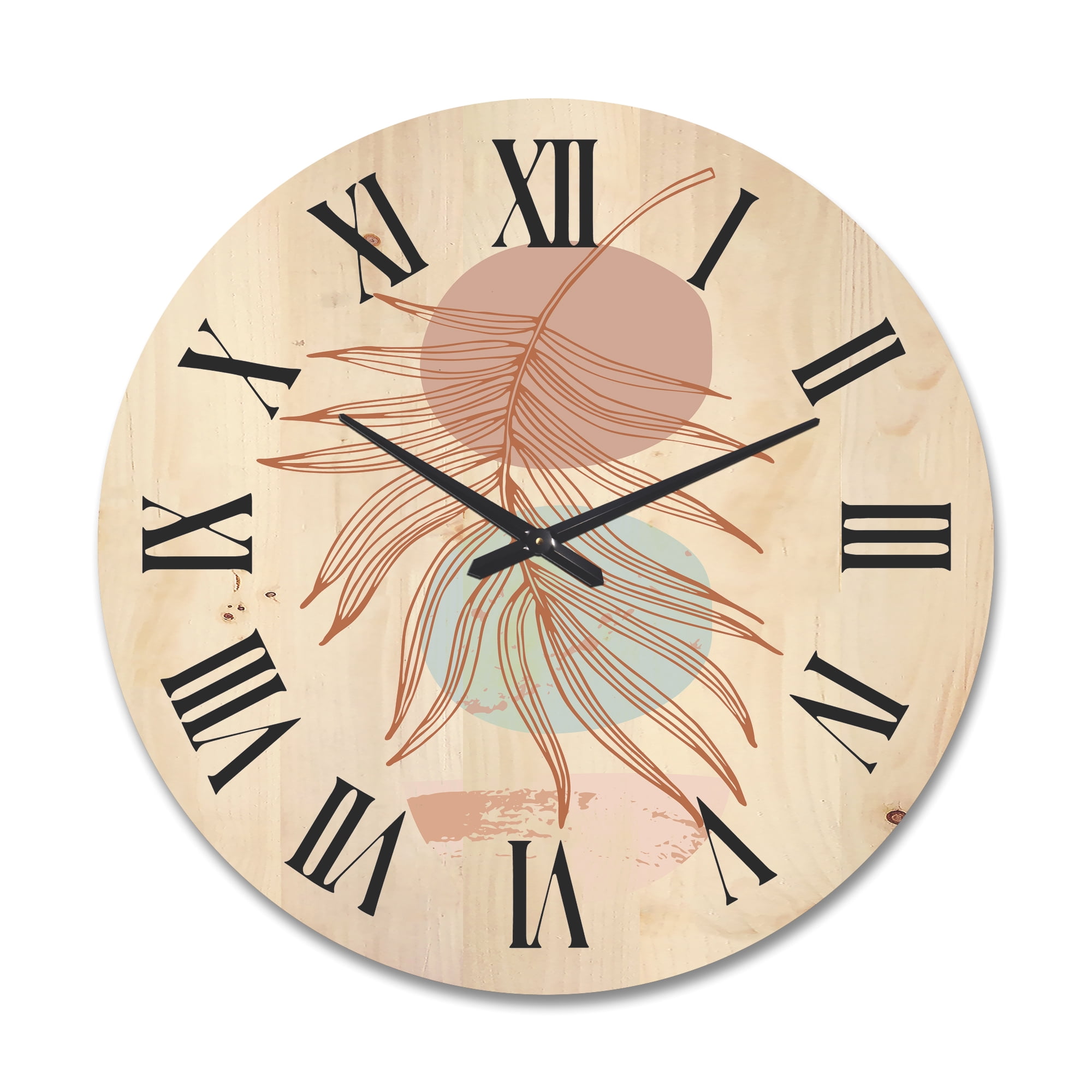 Designart 'Sun and Moon Shapes In Retro Terracotta Tones II' Modern Wood Wall Clock