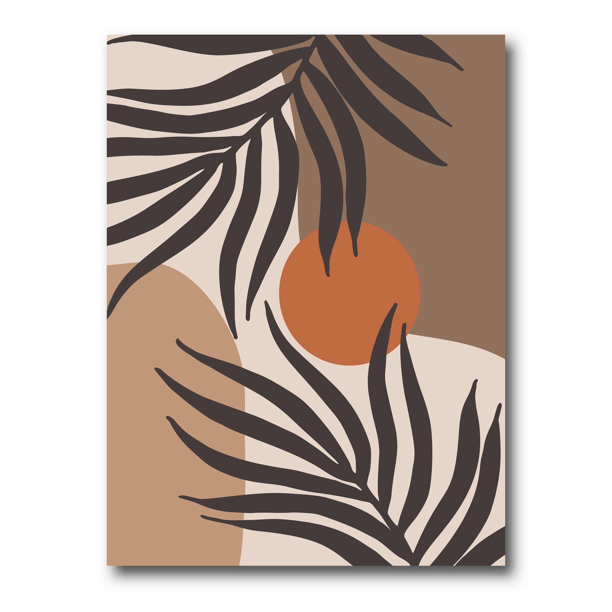 Designart ' Sun and Moon Shapes In Retro Terracotta Tones III ' Modern Canvas Wall Art Print
