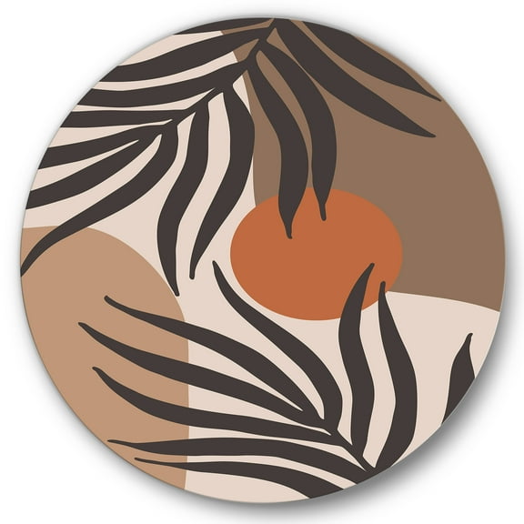 Designart 'Sun and Moon Shapes In Retro Terracotta Tones III' Modern Circle Metal Wall Art 36x36 - Disc of 36