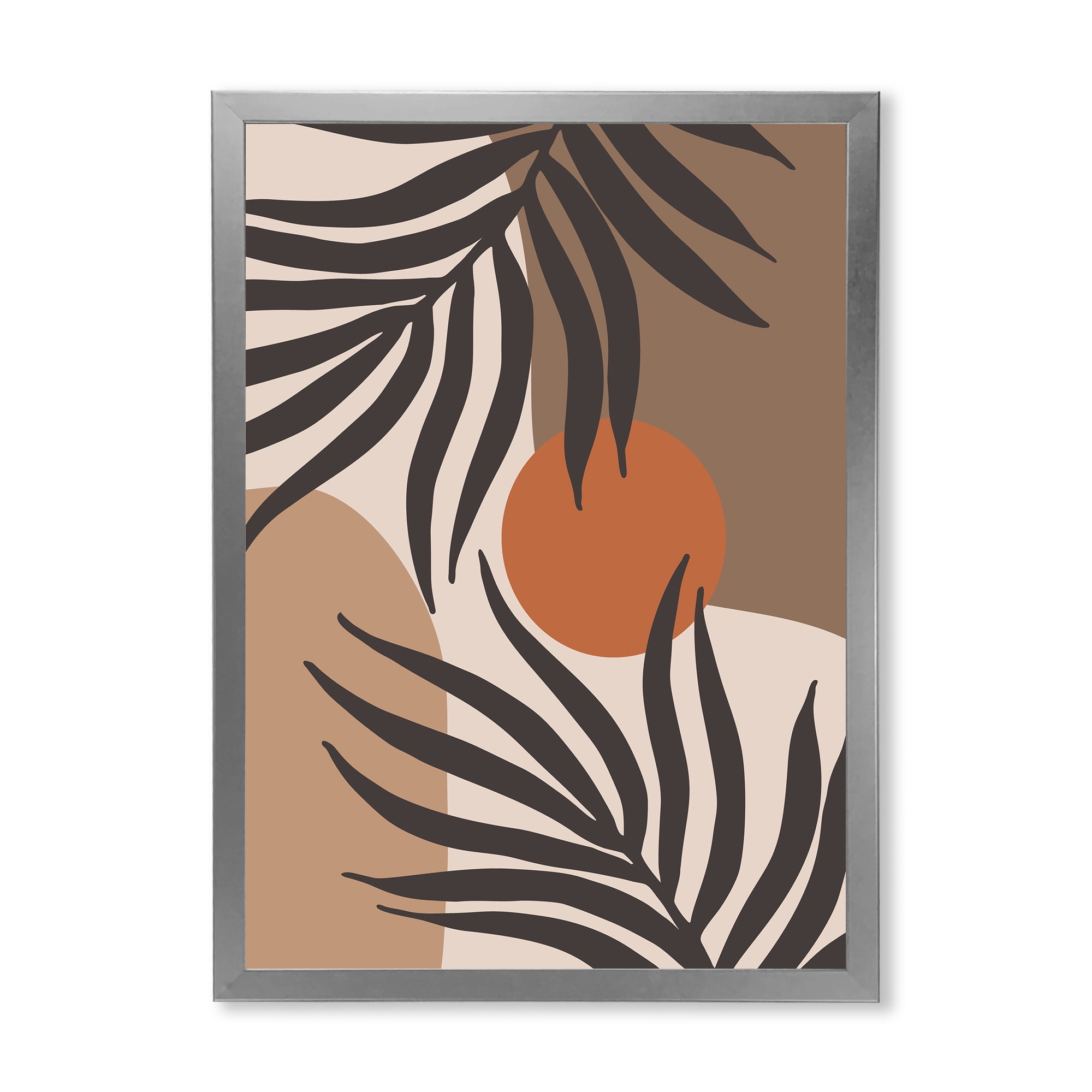 Designart 'Sun and Moon Shapes In Retro Terracotta Tones III' Modern Framed Art Print
